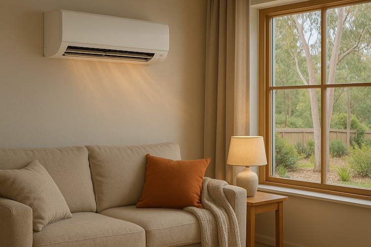 reverse cycle heater, blowing hot air