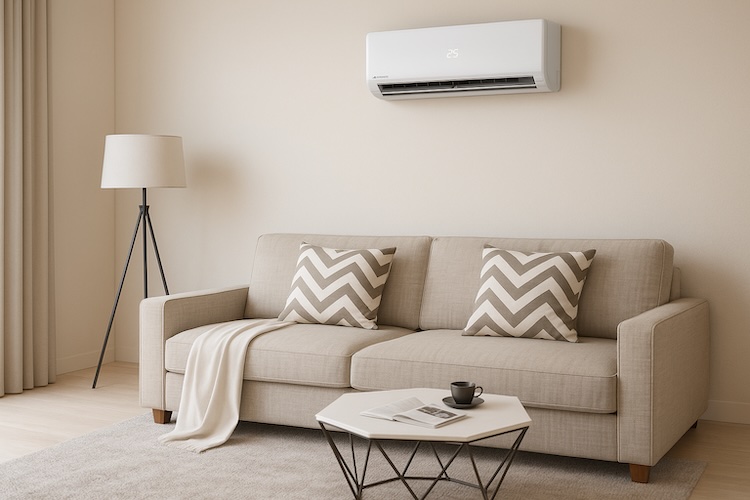 ActronAir split system on wall on living room