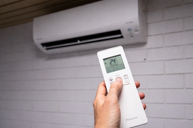 ac set to efficient running temp of 24 degrees
