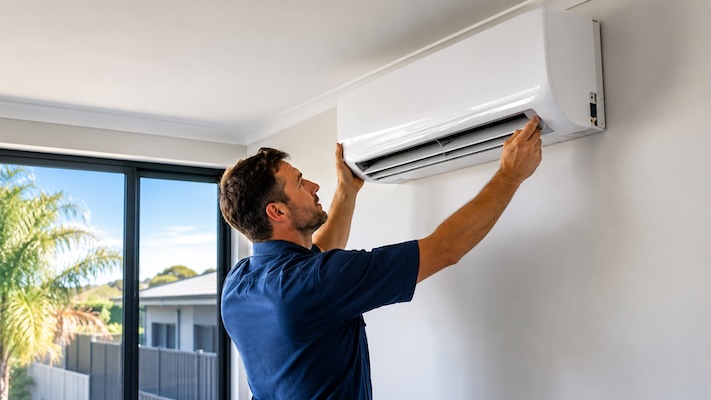 split system ac installed on wall