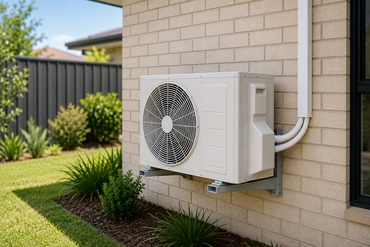 split system on outside of wall